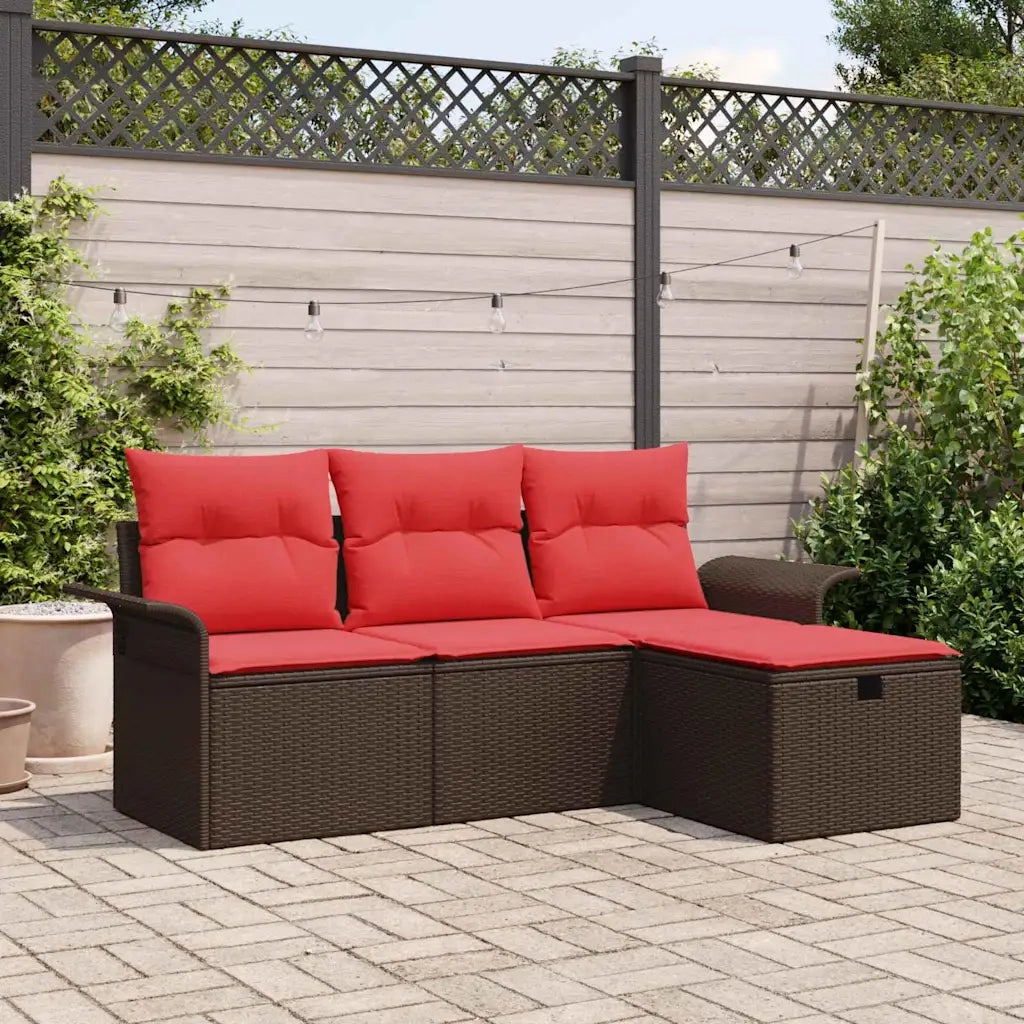Set Divano da Giardino con cuscino 4 pcs Poly Rattan 3360185