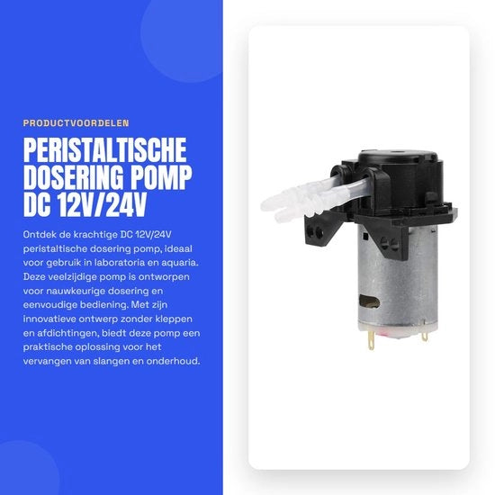 Pompa di Dosaggio Peristaltica - DC 12V/24V - Adatta per Laboratorio - Acquario - Dosaggio Preciso - Compatta e Efficiente - Adatta per Diversi Applicazioni