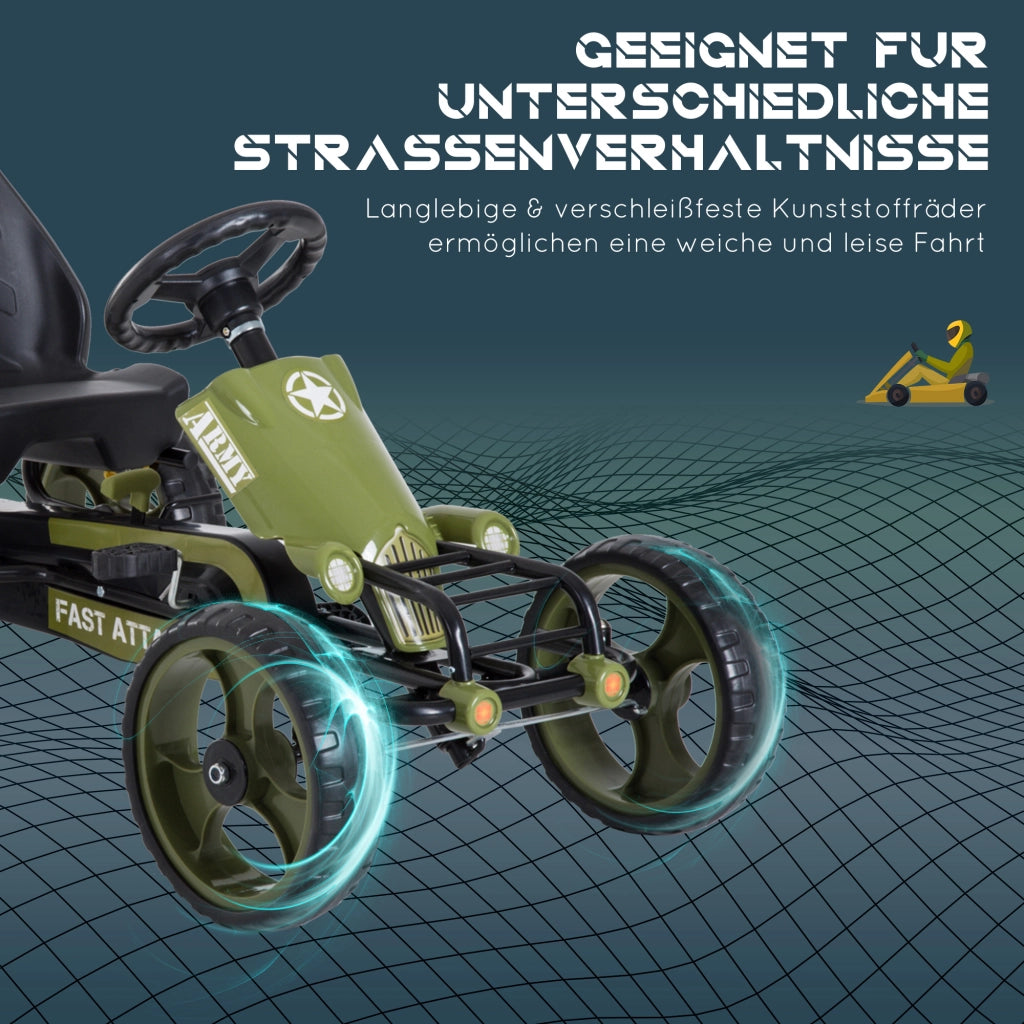 Go-Kart a Pedali con Freno a Mano ¨C Xylo ¨C Sedile Regolabile Verde 105x54x61cm