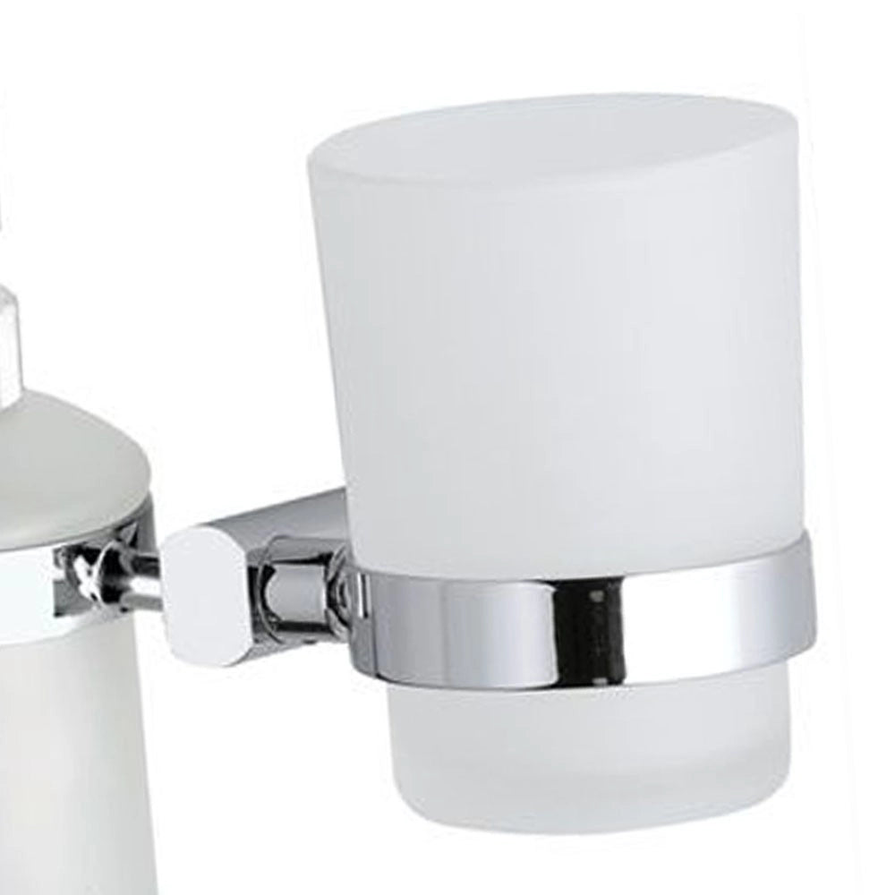 Supporto da muro doppio completo di bicchiere e dispenser sapone - serie forma