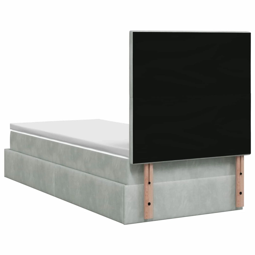 Letto ottomano con materasso Grigio Chiaro 80 x 200 cm Velluto 3457755