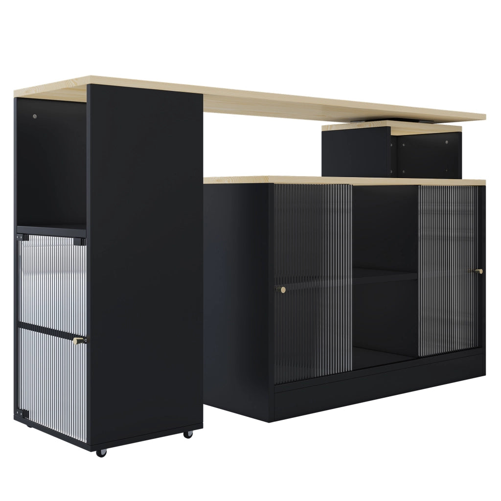 Tavolo Bar Allungabile con Vano ¨C MINIMAL ¨C Nero, Rotondo, Salvaspazio
