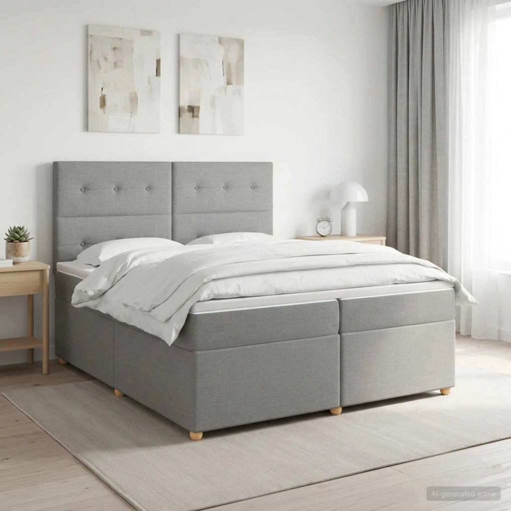 Letto box spring con materasso Grigio Chiaro 200 x 200 cm 3453963