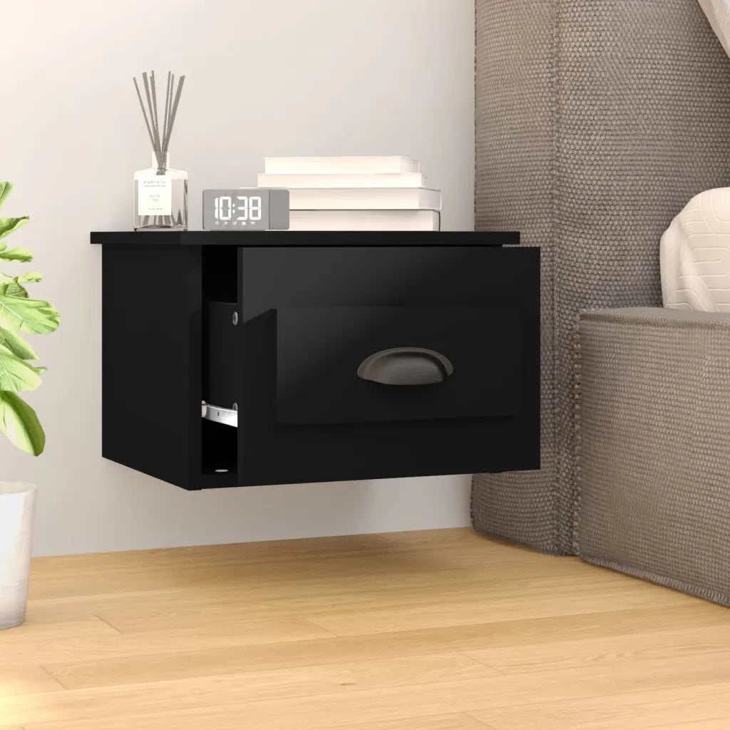 Comodino a Parete Nero 41,5x36x28 cm 816378