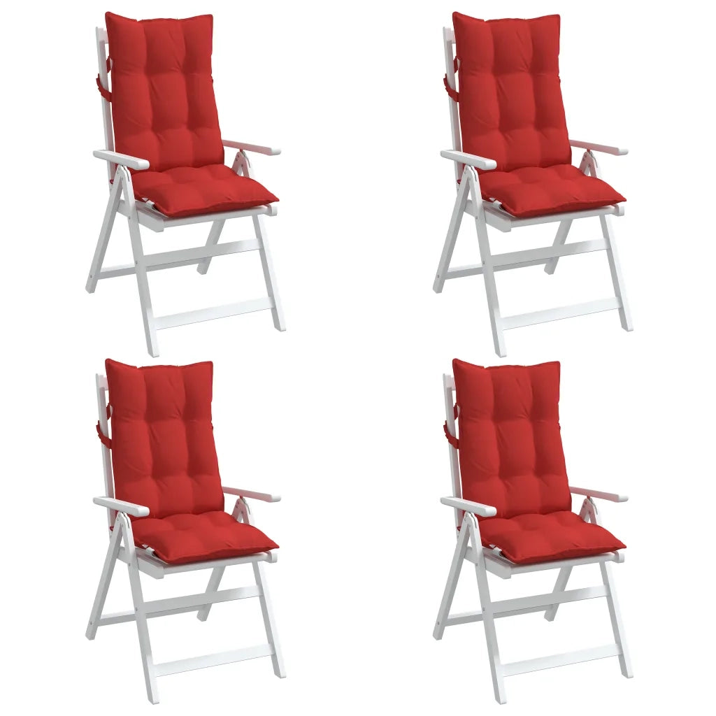 Cuscini per Sedia con Schienale Alto 4 pz Rosso Tessuto Oxford 377621