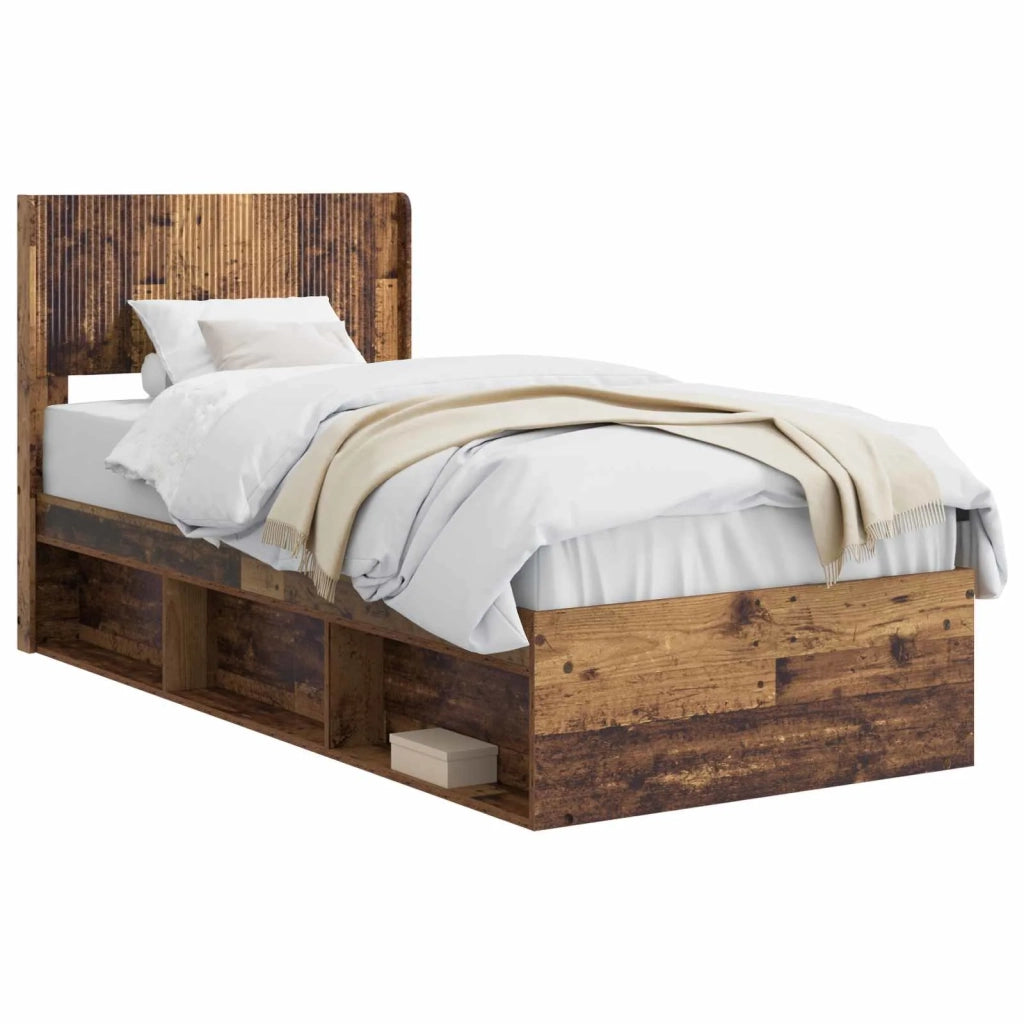 Struttura del letto con stoccaggio e testata Legno antico 3414257