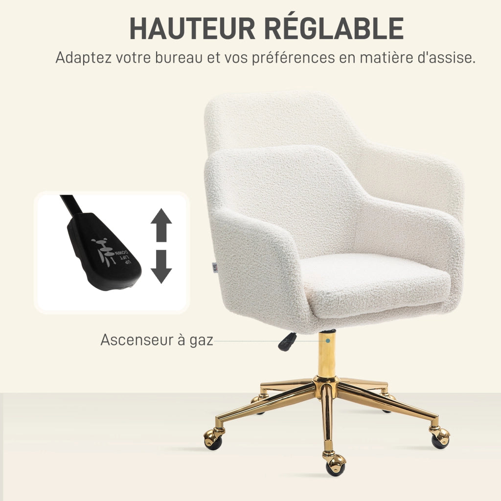 Sedia da ufficio con rotelle, altezza regolabile e seduta girevole 360¡ã ¨C Minimal ¨C 60x61x79-88 cm, crema