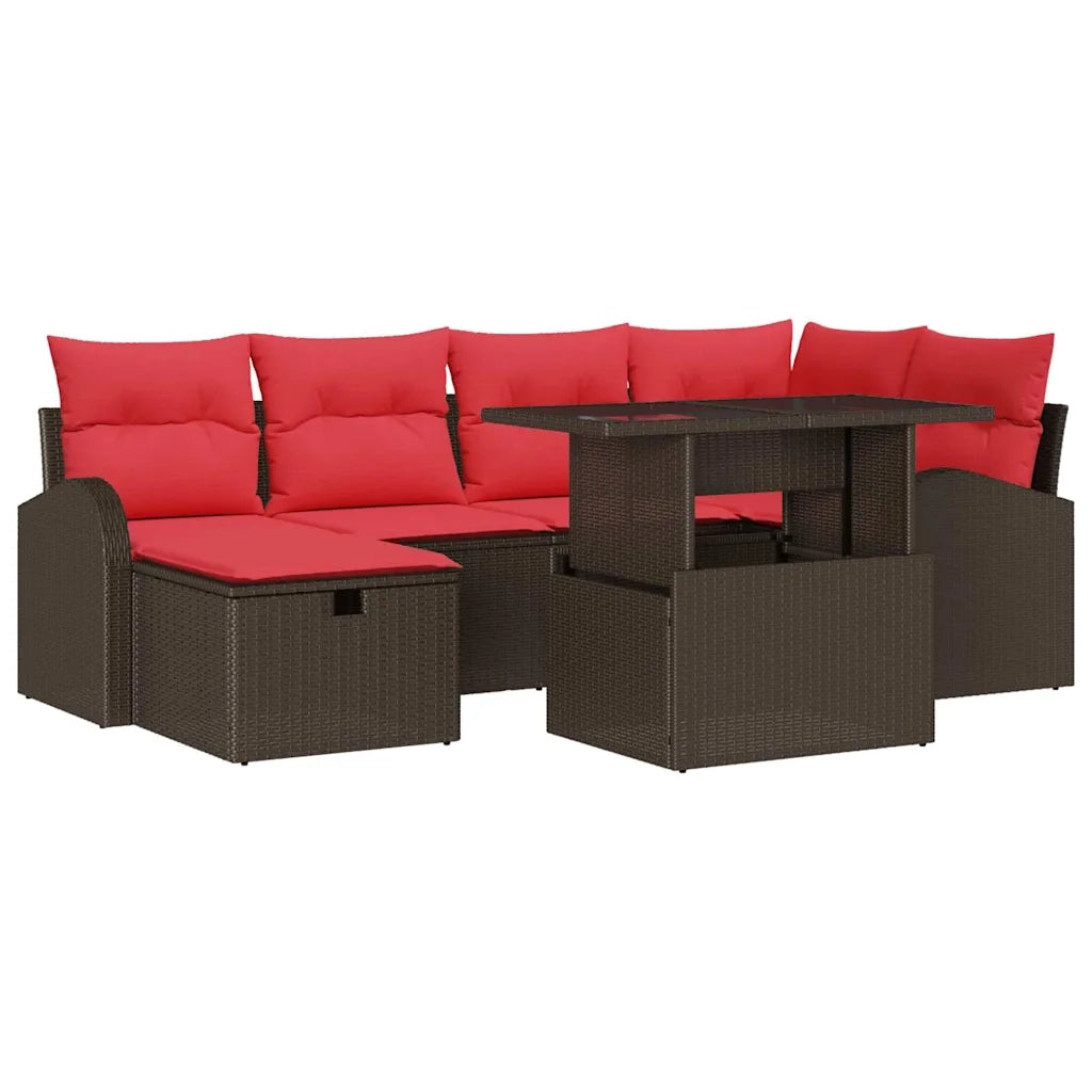 Set Divano da Giardino con cuscino 7 pcs Marrone Poly Rattan 3359761