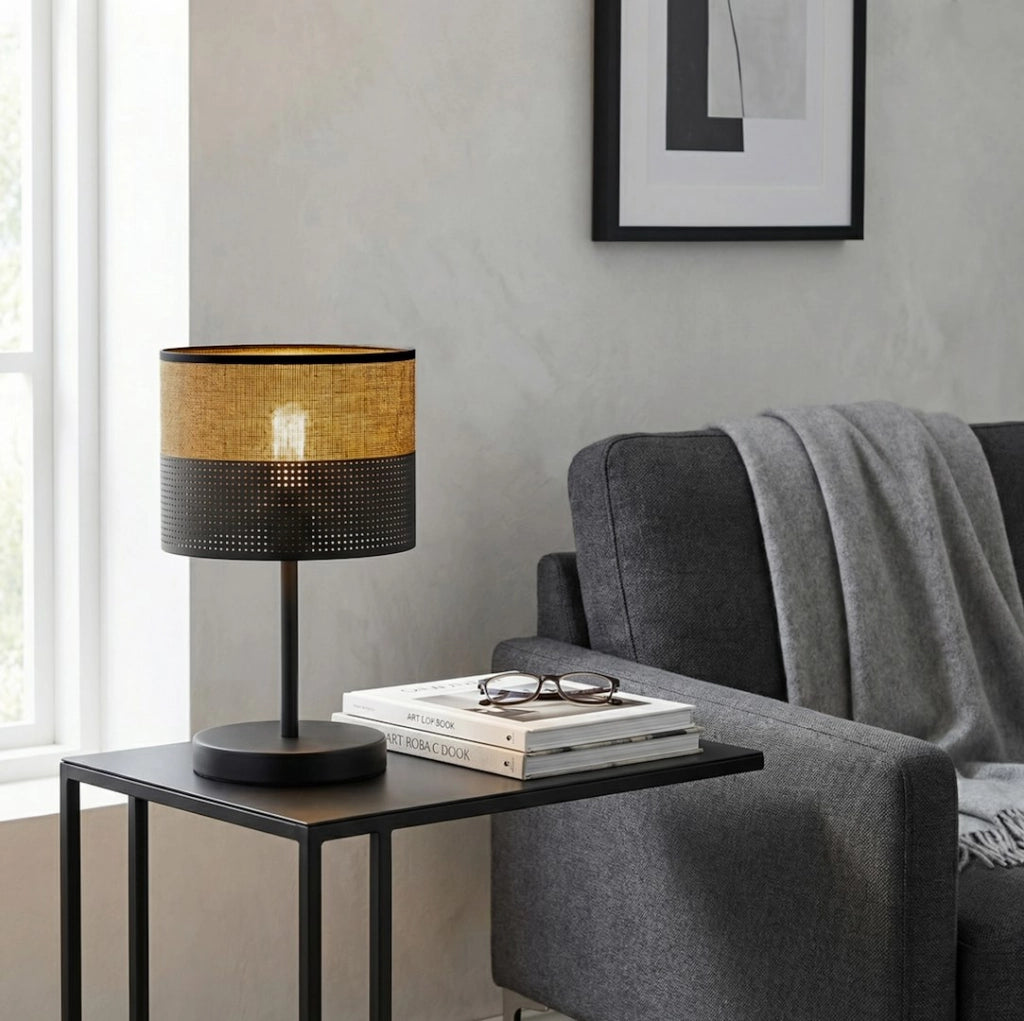 Lampada da tavolo KARBON nera marrone E27 Emibig