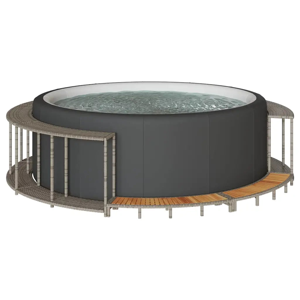 Bordo per Vasca Spa con Portaoggetti&Gradino Polyrattan Grigio CFW9191384