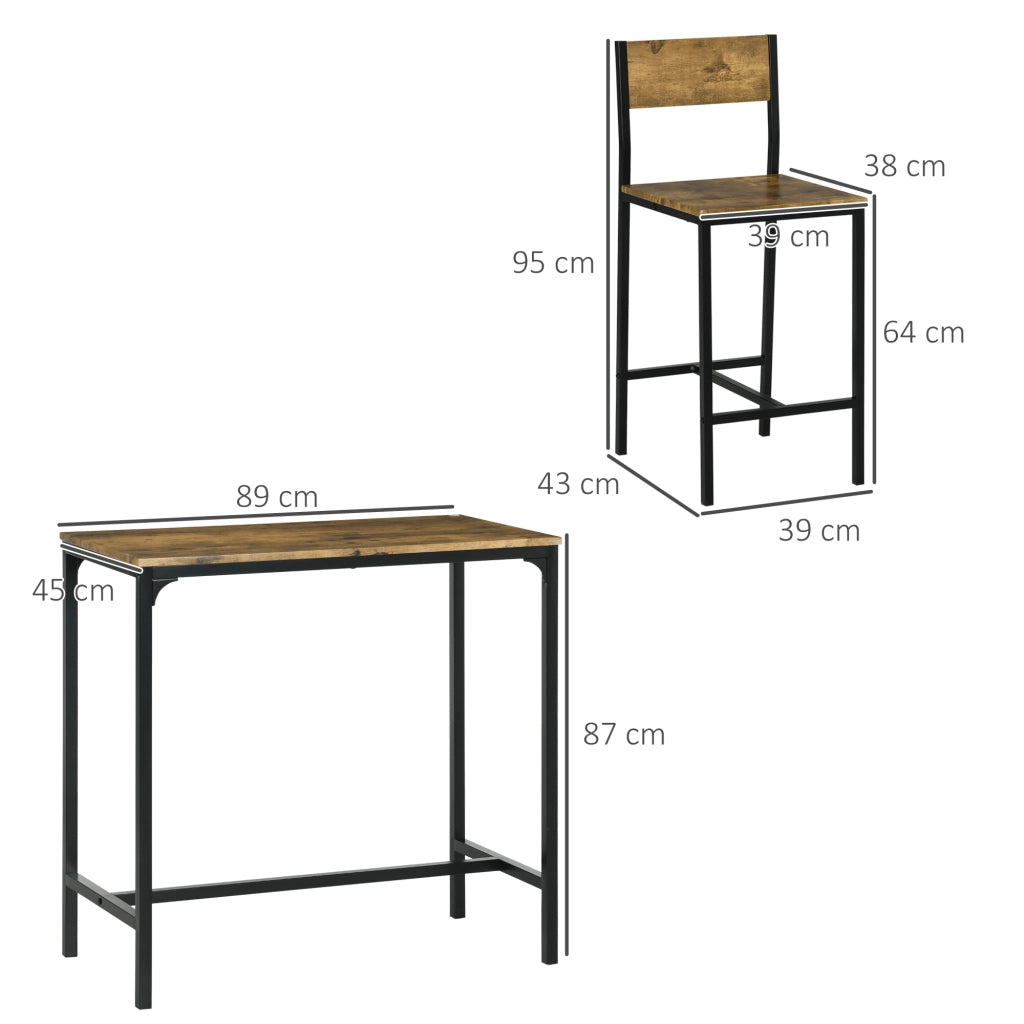 Set Bar ¨C Minimal ¨C 3 Pezzi, MDF, Metallo, Marrone
