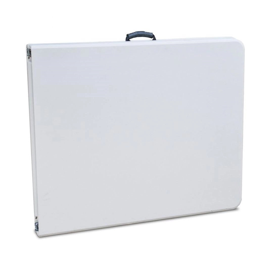 Tavolo Pieghevole in Resina HDPE 183x76 H74cm Richiudibile Salvaspazio Bianco