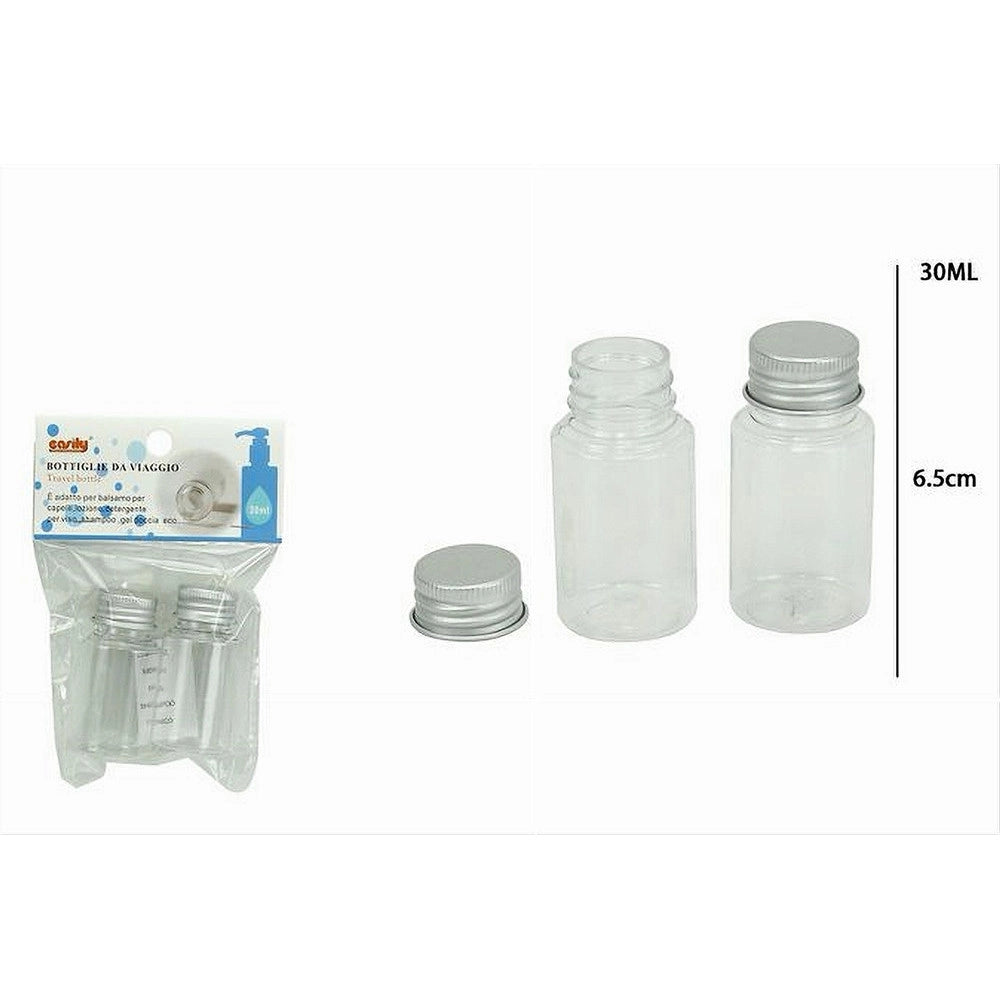 Trade Shop - Set 4pz Bottiglia Viaggio Contenitori Vuoti Ricaricabili Tappo A Vite 30ml 79382 -