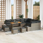 Set Divano da Giardino con cuscino 13 pcs Grigio Poly Rattan