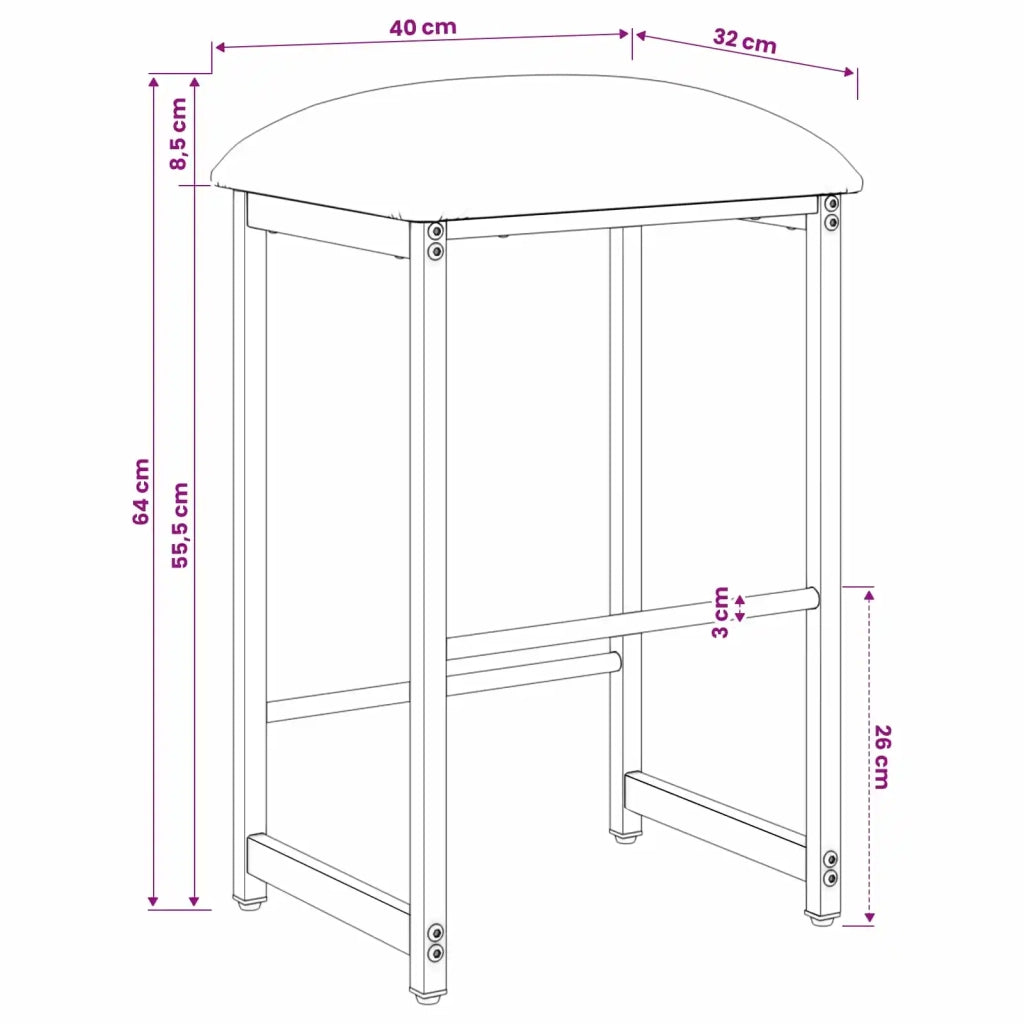 Sgabello da bar 2 pz Tortora 40 x 32 x 64 cm 8006214