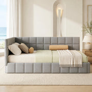 LETTO Imbottito 160x200 cm Tessuto Grigio con rete a doghe