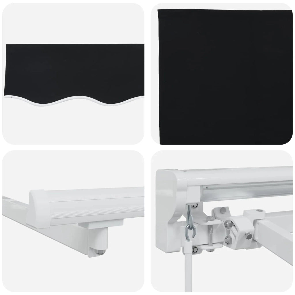 Cornice per Tenda Manuale con LED Nero e Bianco 3 x 2,5 m 3420584