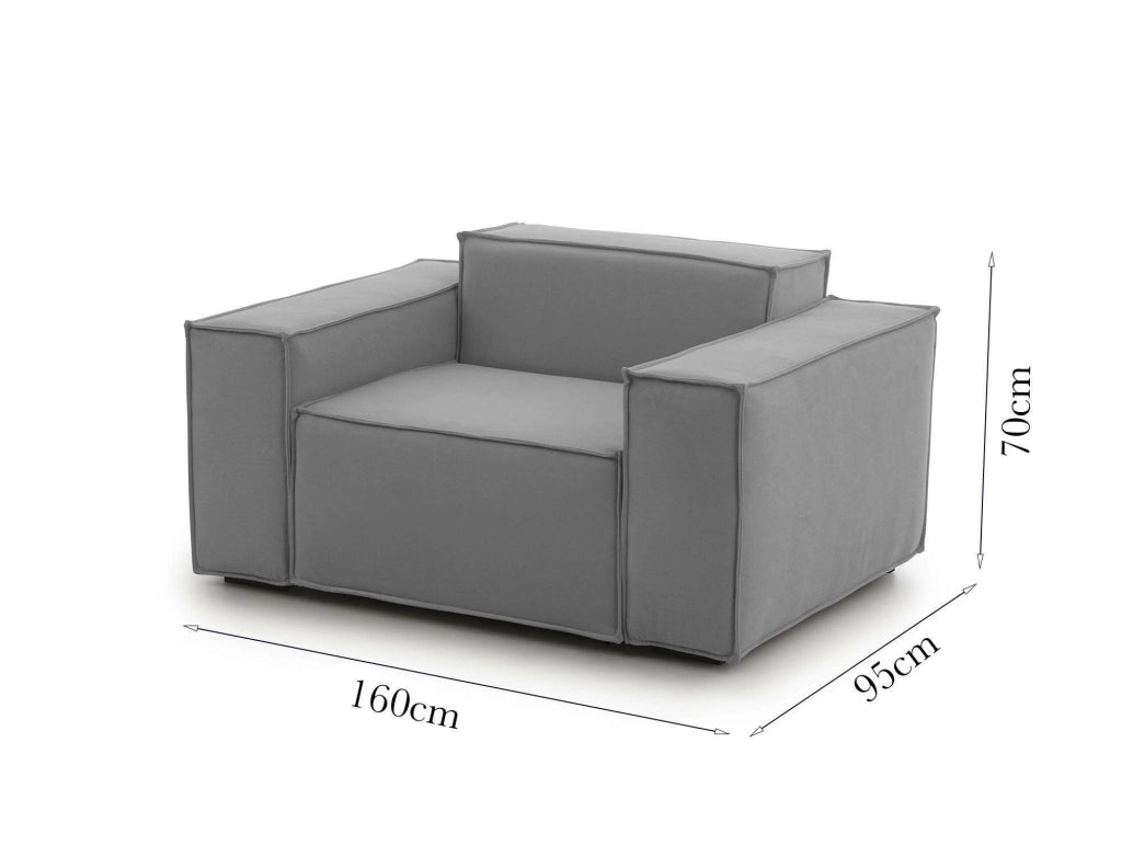 Poltrona Rodonite, Poltrona da salotto, 100% Made in Italy, Poltroncina relax in tessuto imbottito, Cm 160x95h70, Grigio