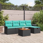 Set Divano da Giardino con cuscino 6 pcs Nero Poly Rattan 3360784