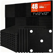 Pannelli Acustici 48 Unità - Piastre Assorbenti del Suono - Isolamento Acustico - Decorazione delle Pareti Acustiche - Nero - 30 x 30 x 2,5 cm