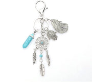Sostituto di Chiave a Stile Bohemien - Sostituto di Chiave in Metallo - Chiave da Sogno - Regalo per Donna - Blu Pastello - Argento - Anello per Chiave