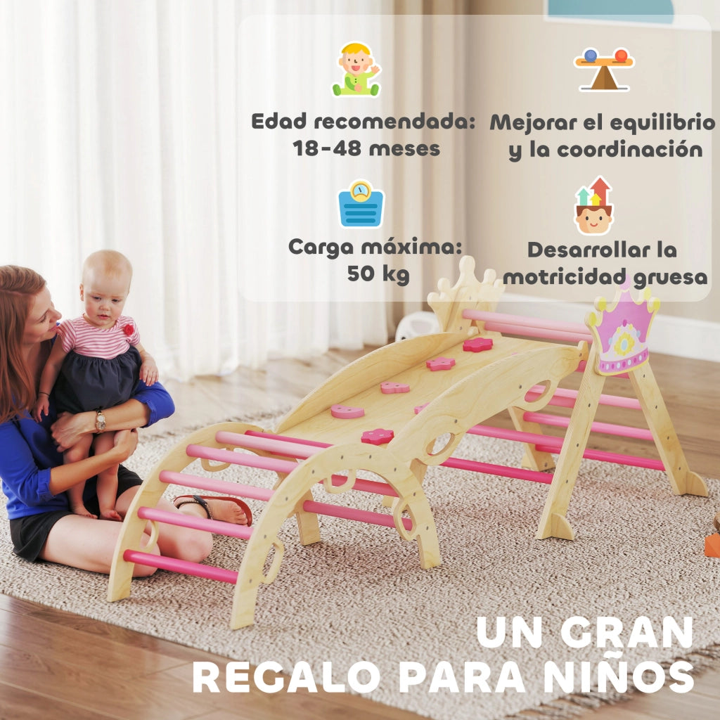Triangolo di Arrampicata Montessori ¨C Minimal ¨C Legno, Rosa, 8 in 1