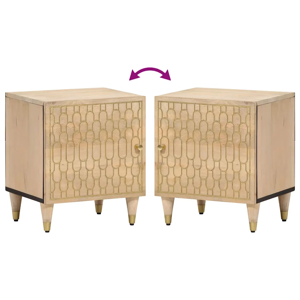 Comodini 2pz-Set di 2 Tavolino da notte 40x33x46 cm in Legno Massello di Mango 522277