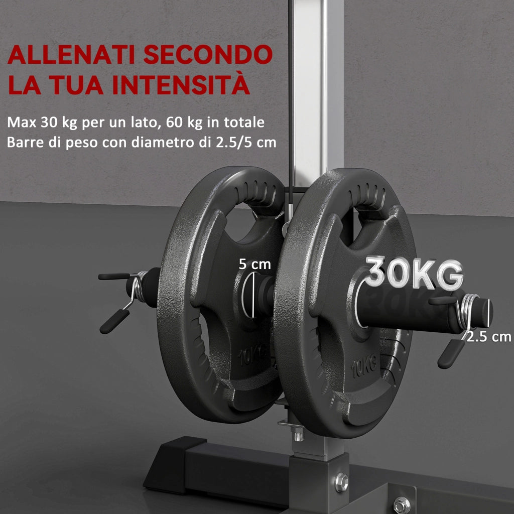 Stazione Fitness Pull Down con Panca e Cavo Regolabile ¨C zephmum ¨C Acciaio Nero 107x120x190cm