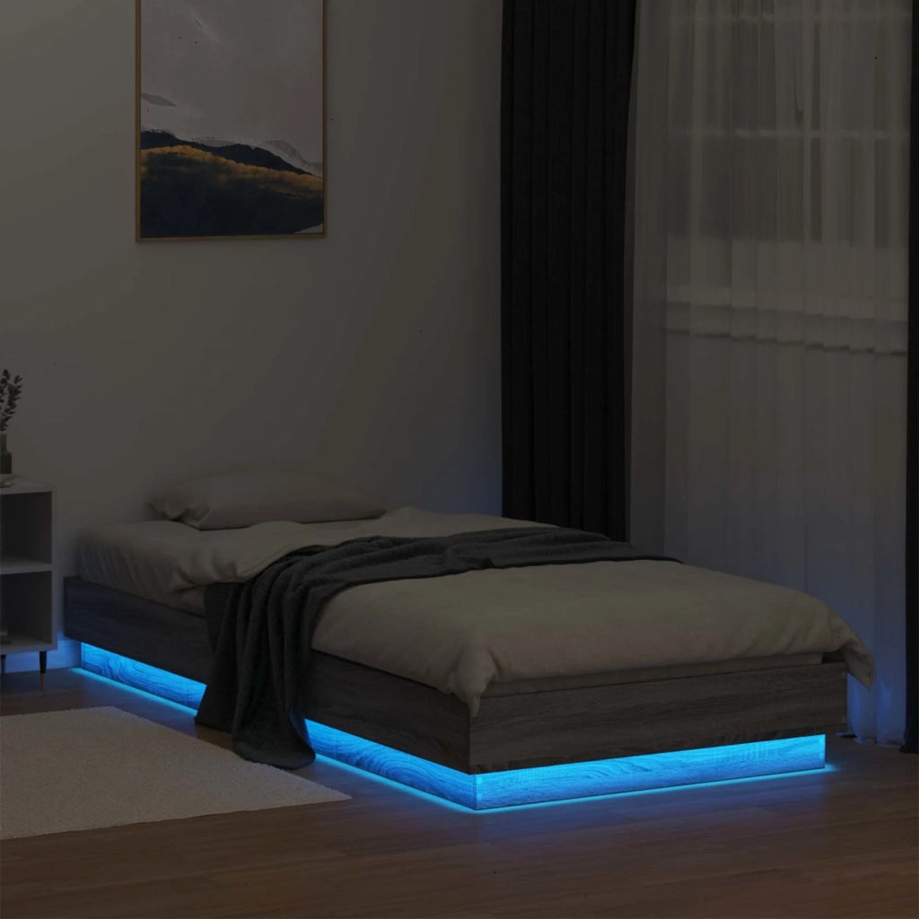 Letto con LED Sonoma grigio 80 x 200 cm Legno ingegnerizzato 8009007