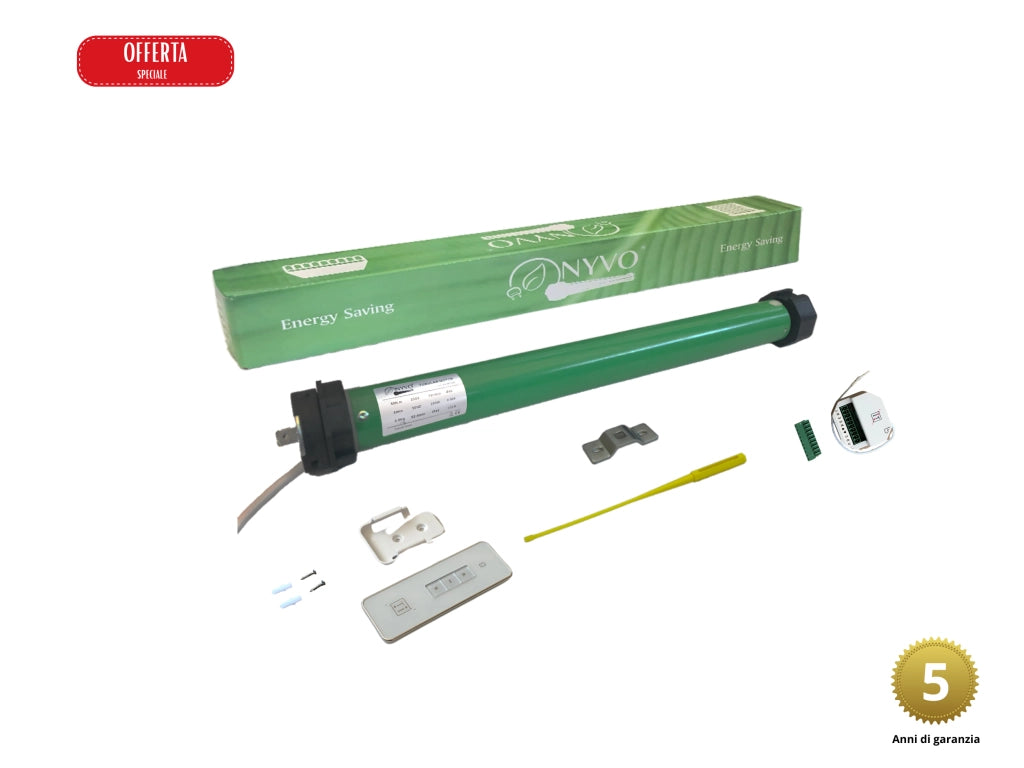 Motore tapparella 100 kg - 50 Nm RISPARMIO ENERGETICO Kit con centralina e telecomando