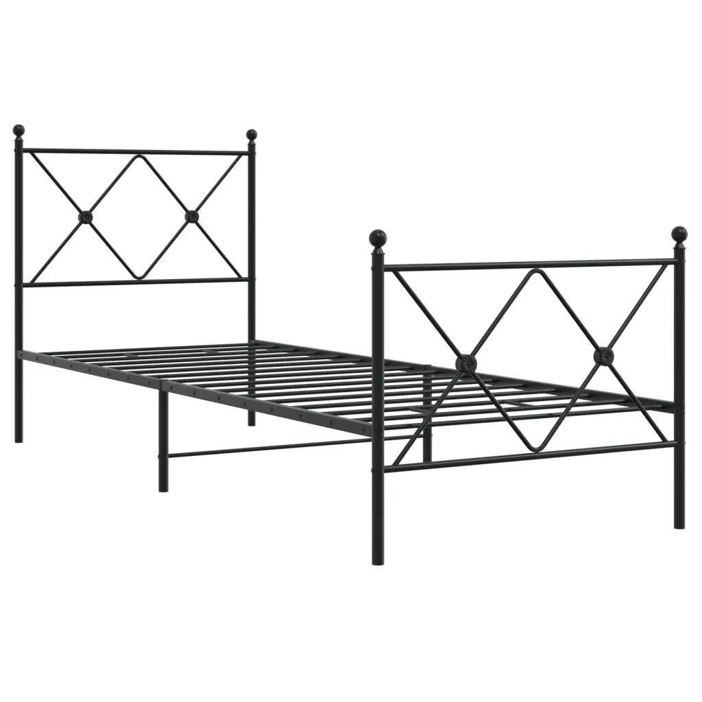 Giroletto con Testiera e Pediera-Struttura Letto Metallo Nero 75x190 cm 344673