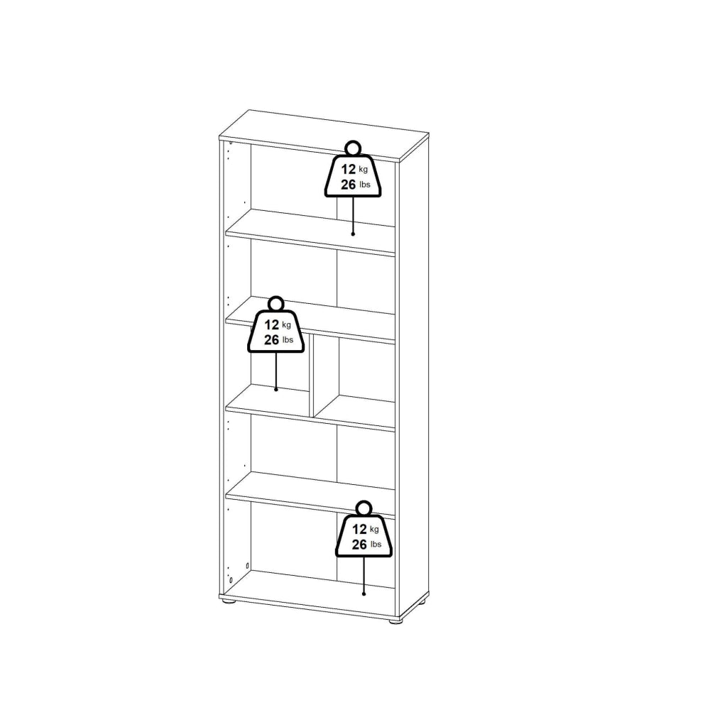 Libreria Arancio, Scaffale da ufficio, Mobile portalibri, Biblioteca, 80x34 h205 cm, Rovere e Grigio