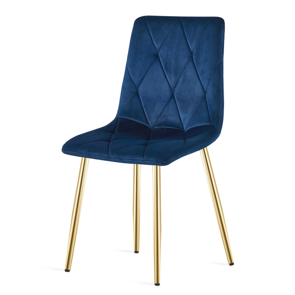 Sedia Libra in velluto blu notte con gambe dorate