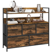 Cassettiera 5 Cassetti con Ripiani ¨C Minimal ¨C 98x29x85 cm Marrone Rustico