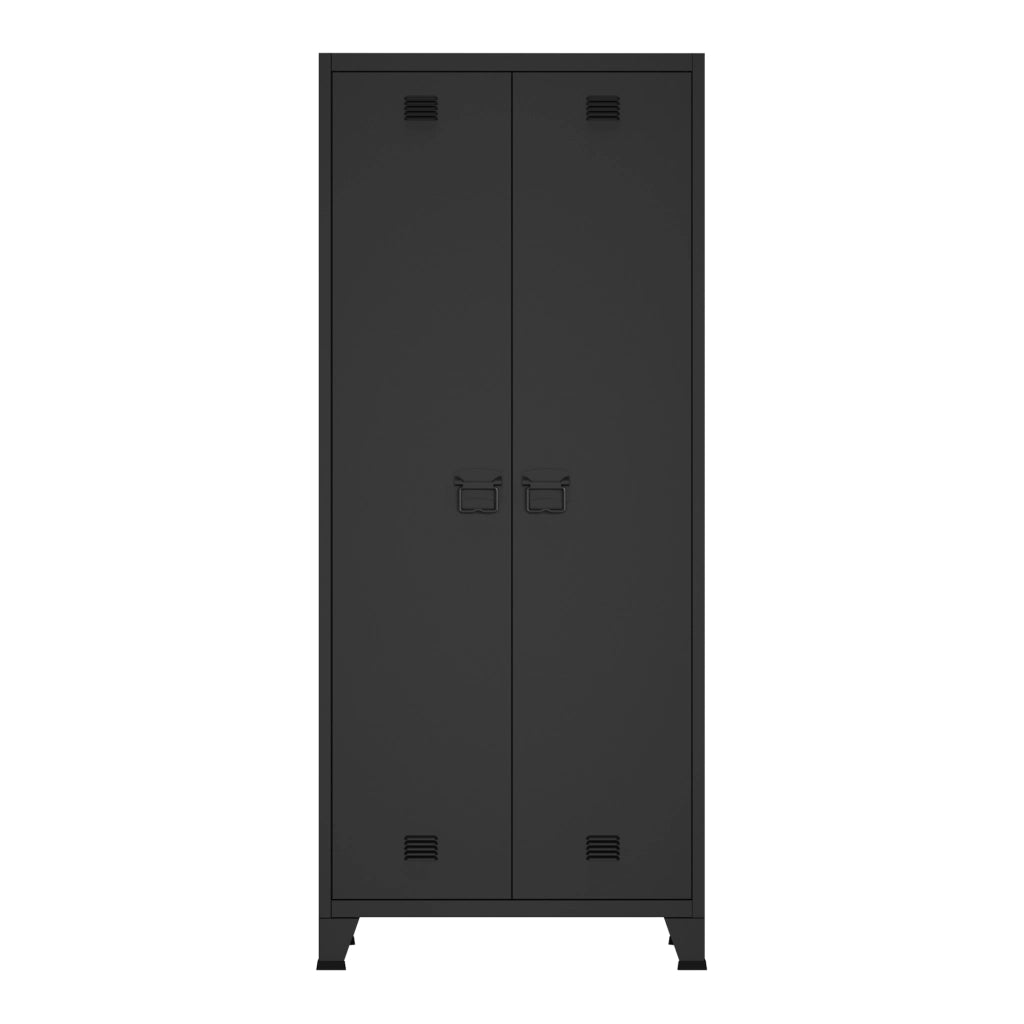 Armadio Hankasalmi per Guardaroba 180 x 90 x 40 cm Acciaio Nero [en.casa]