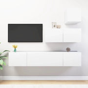 Set Mobili Porta TV 4 pz-Set di 4 Credenza per TV Bianco in Legno Multistrato 630519