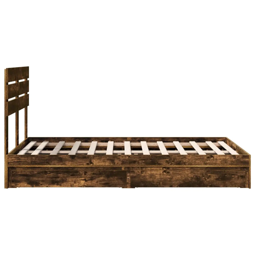 Letto con Contenitore con testiera Rovere fumé 135 x 190 cm 3411577