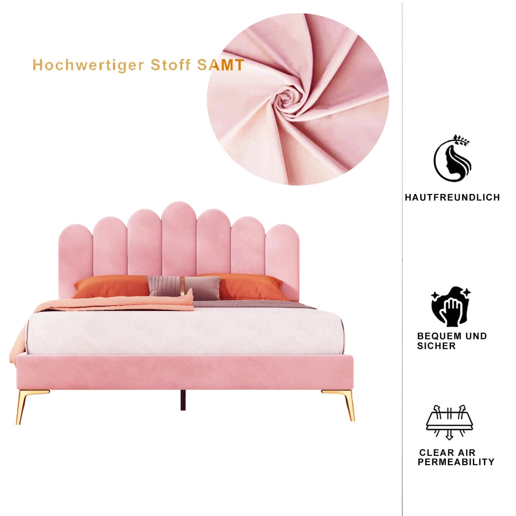 letto imbottito velluto rosa 140 x 200 cm