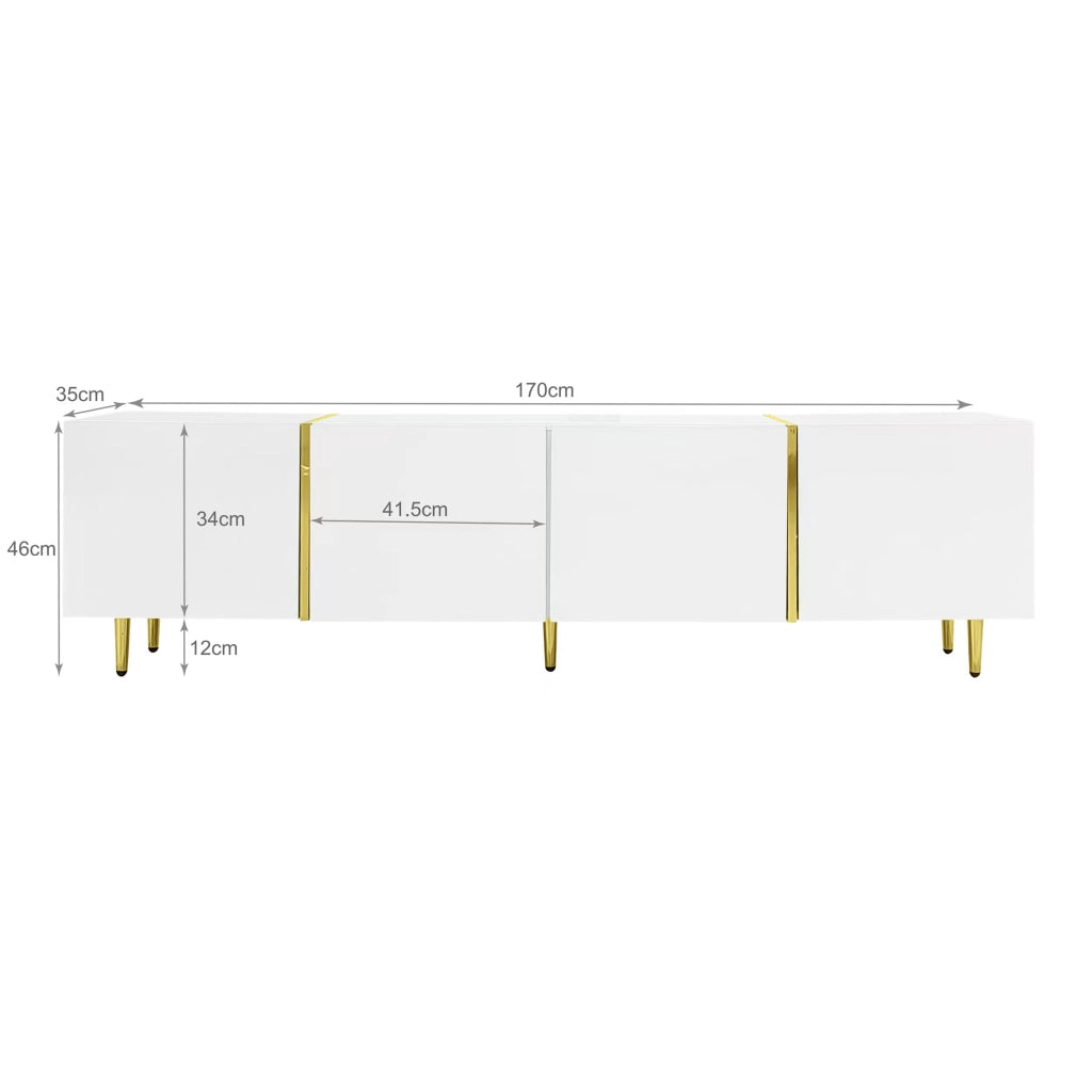 Cassettiera per TV bianca lucida in MDF lunghezza 170 cm
