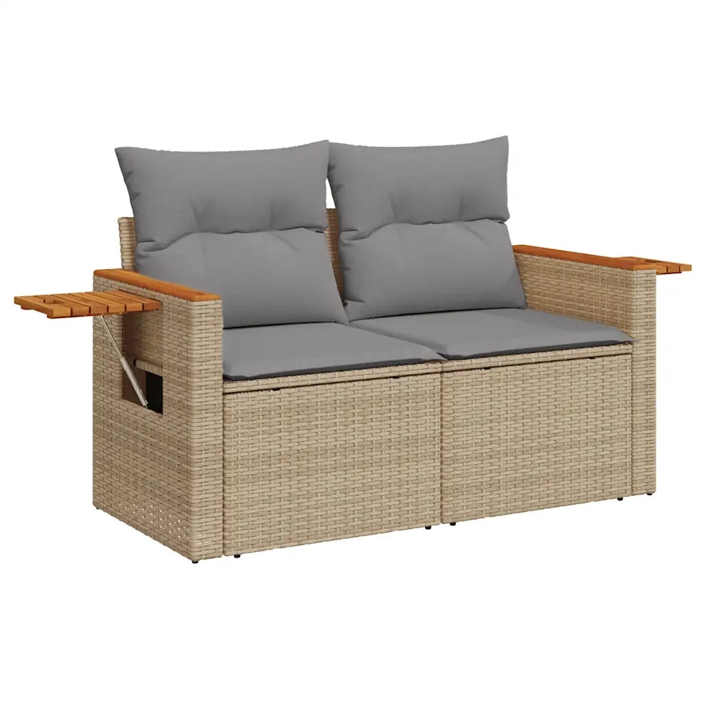 Set Divani da Giardino 7 pz con Cuscini Beige in Polyrattan 3325986
