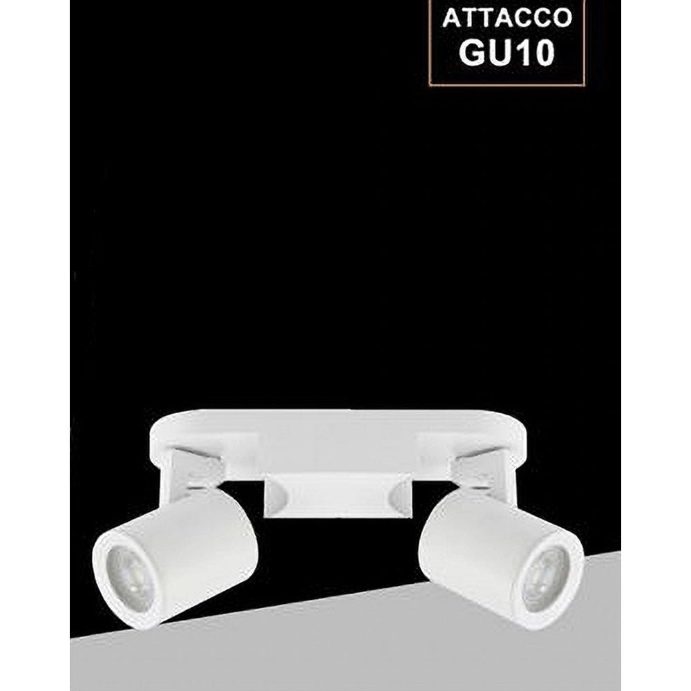 Trade Shop - Applique 2 Diffusori Orientabile Soffitto Parete Lampada Gu10 Bianco Nero Th8802 -