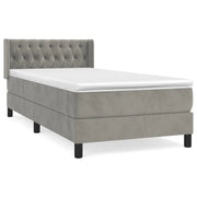 Letto singolo | Letto per adulti | Giroletto a Molle con Materasso Grigio Chiaro 90x190 cm Velluto