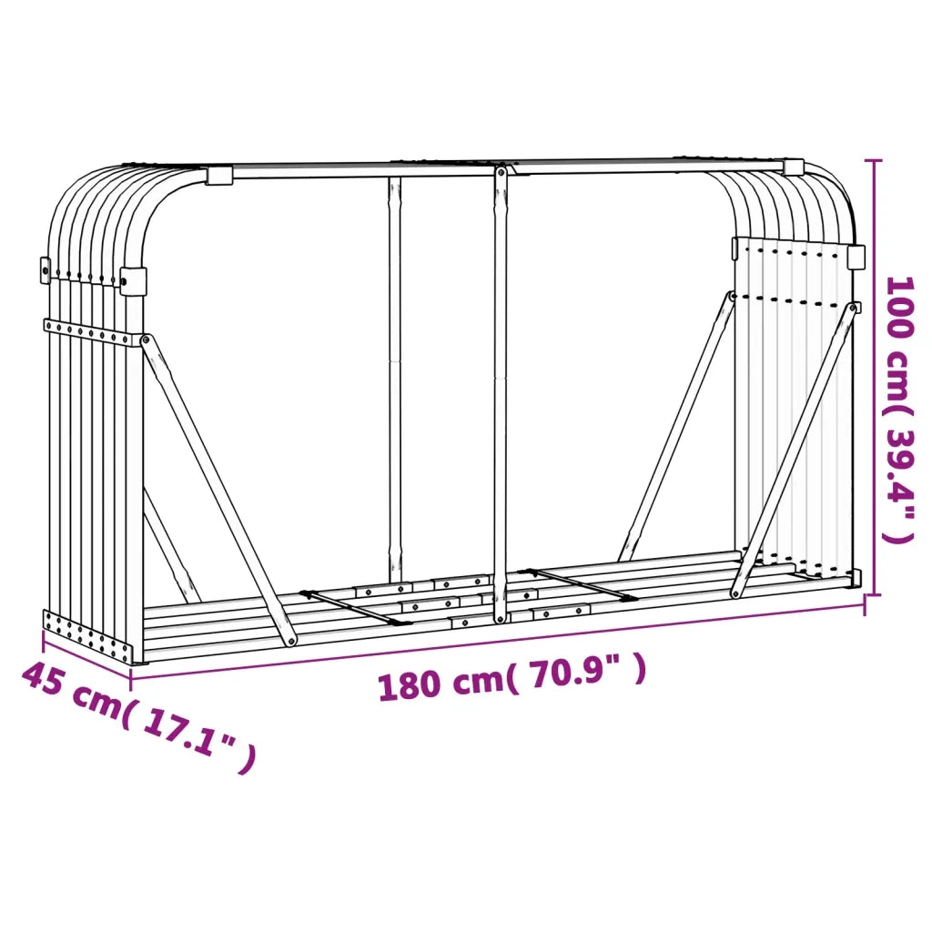 Portaceppi Effetto Legno 180x45x100 cm in Acciaio Zincato CFW5502119