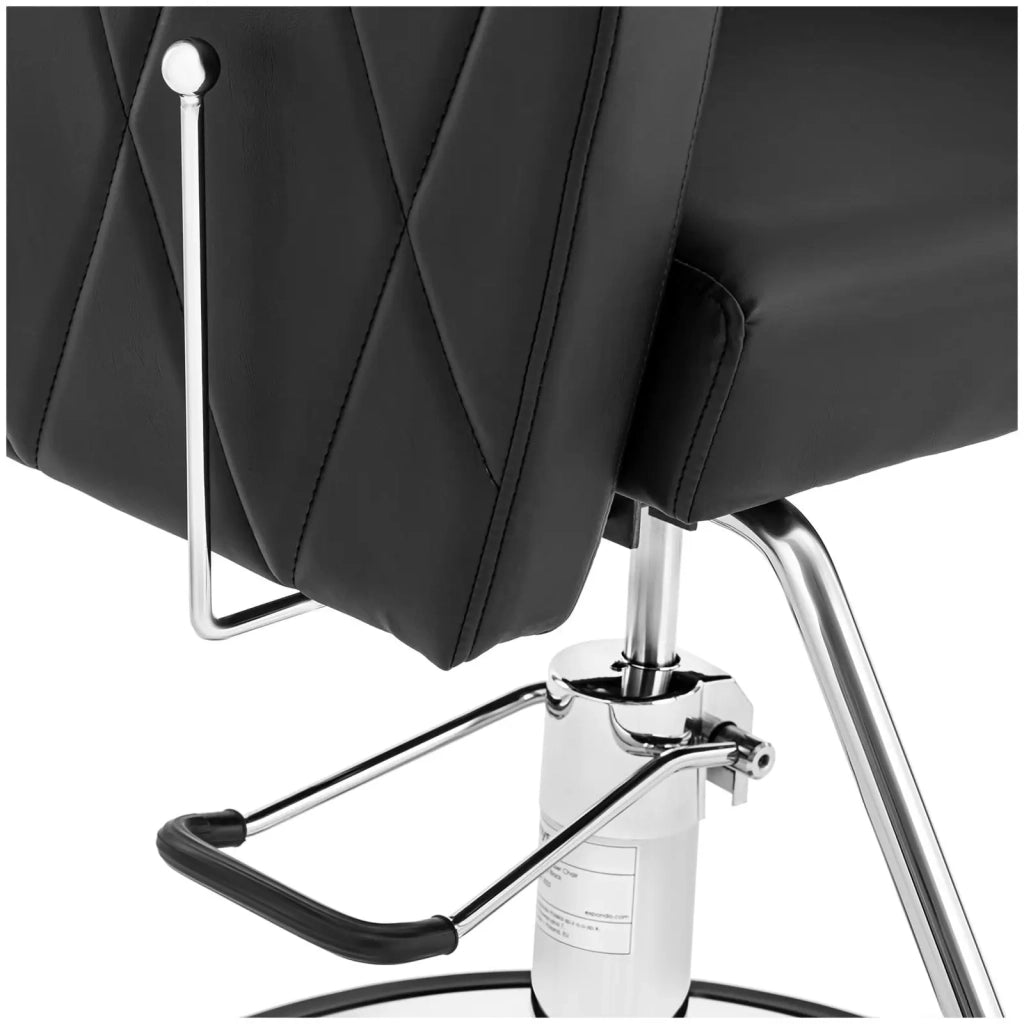 Poltrona professionale per parrucchiere con poggiapiedi portata 200 kg acciaio inox PVC nero 14_0008944
