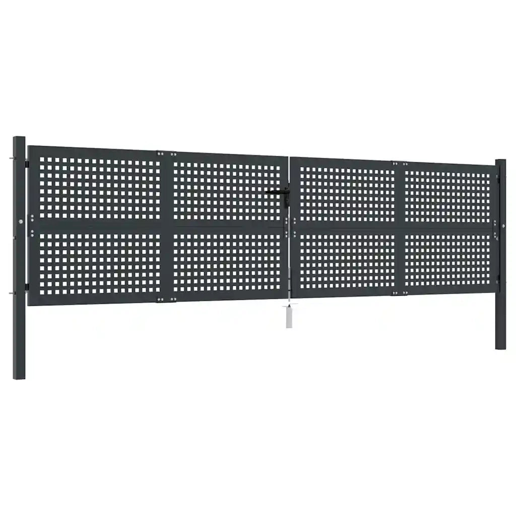 Cancello da Giardino Antracite 400x125 cm in Acciaio 154571