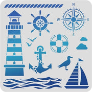 Schemi 30 x 30 cm - Bussola/Anchiglia - Stencil - Decorazione DIY per Parete - PET Plastica - Sostenibile/Riutilizzabile - Stencil per Parete
