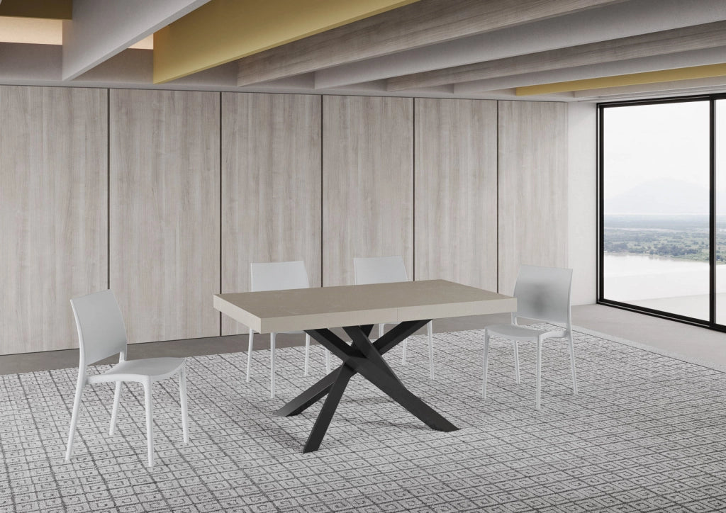 Tavolo Allungabile 160-264x90x77 cm Volantis Cashmere Telaio Antracite