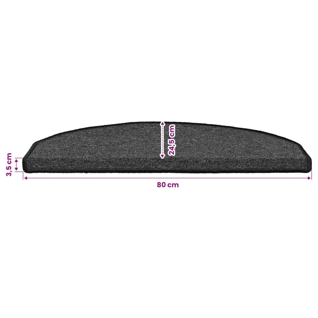 Tappetini per scale autoadesivi Semicircolare 15 pz | Gradini per Scale Antracite