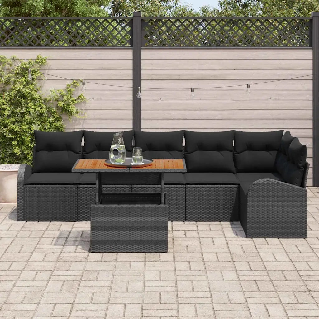 Set Divano da Giardino con cuscino 7 pcs Nero 3349596