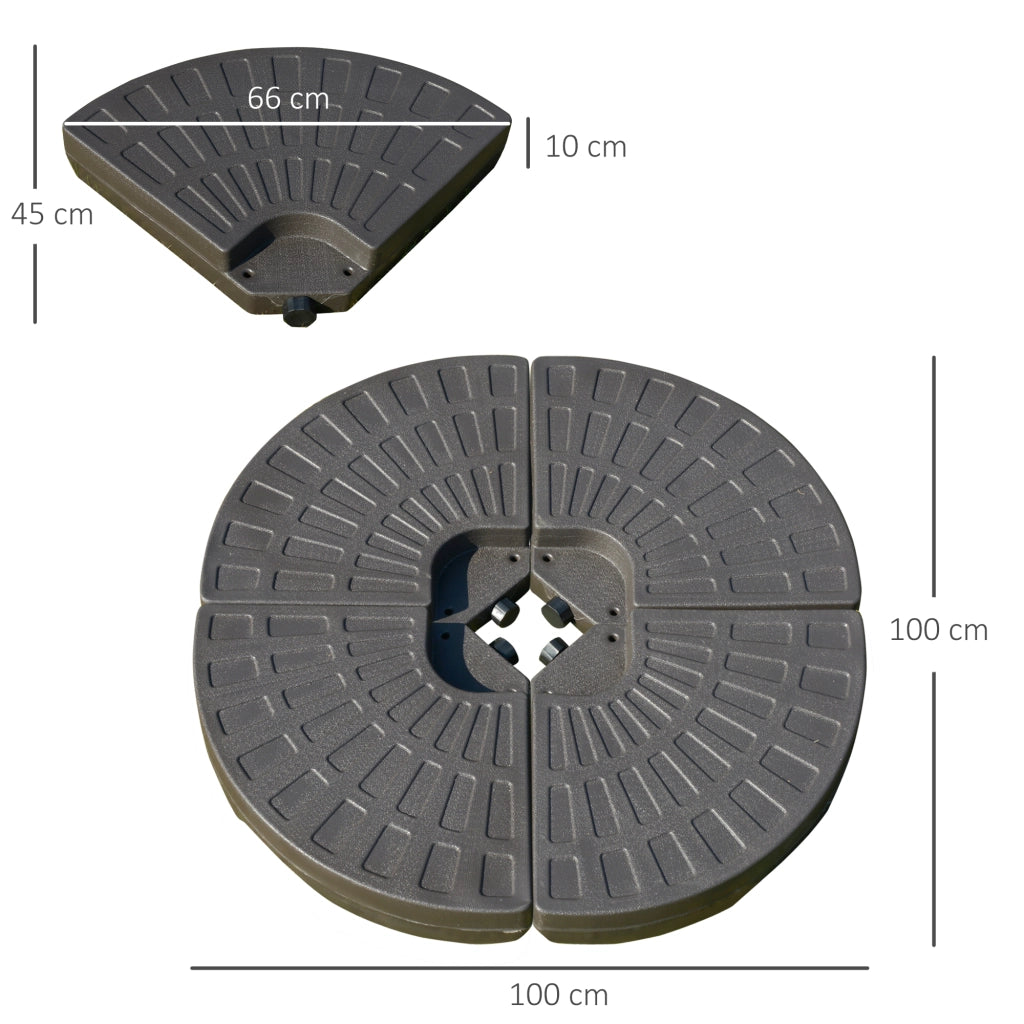 Base per ombrellone 4 pezzi ¨C Xylo ¨C HDPE riempibile sabbia/acqua 25kg marrone